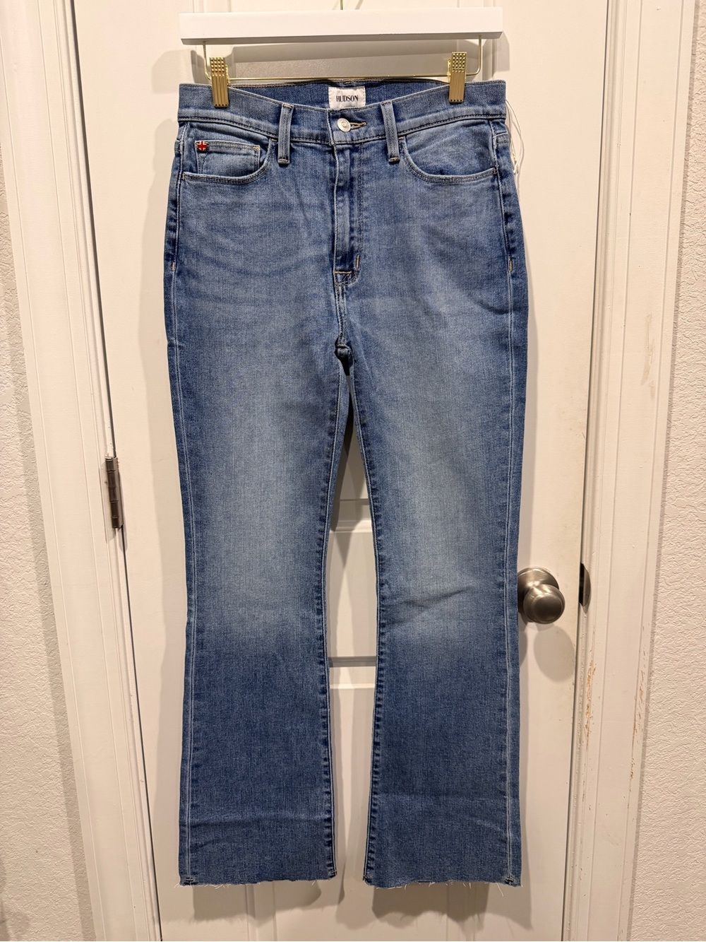 NWT Hudson Blair Mid Rise Bootcut Jeans Light Wash Raw Hem Size 27